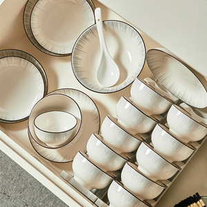 HighLooks Ceramic Bowls and Plates New Collection <b>Dinnerware</b> <b>Set</b> <b>for</b> Home Use-Rice, Noodle, and Soup Bowls-Perfect - Product Image 1