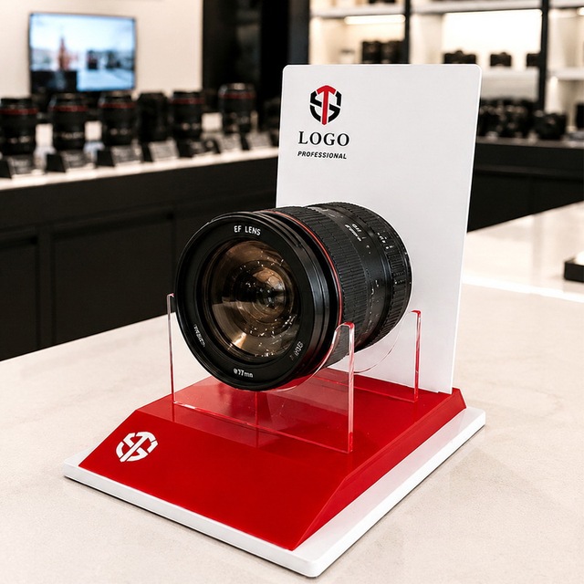 Customized Flat Packing Acrylic Digital Camera Display Single Camera Lens Display Stand