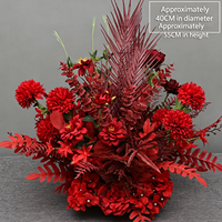 Vente en gros de centre de table personnalisé en fleurs artificielles orange crème, arrangement de table pour mariage, fête, événement, décoration de table