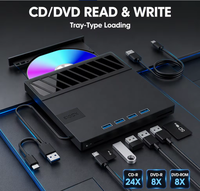 Lecteur de CD/DVD externe portable 7 en 1, graveur haute vitesse, lecteur de disques avec fente pour carte SD/TF pour ordinateur portable