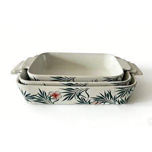 Juego de Tres Moldes para <span class=keywords><strong>Pan</strong></span> de Cerámica con Diseño Fresco y Moderno. Recipiente Rectangular Resistente al Calor para Hornear - Product Image 2