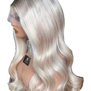 Pelucas de Cabello วิกผมมนุษย์สีบลอนด์ธรรมชาติวิกผม bayalage ผมทองคำขาวปักฐานผ้าไหม HD - Product Image 1