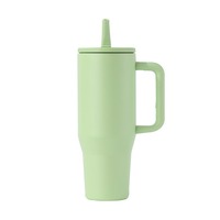 Nouvelle gourde isotherme de 40 oz avec poignée et paille rabattable, tasse anti-fuite, bouteille d'eau grande capacité, revêtement poudré pour voiture, logo personnalisé