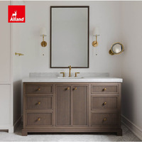 Meuble de salle de bain haut de gamme, armoire à linge étroite, style Shaker, en chêne blanc rainuré, avec panneaux cannelés, pour salle de bain de luxe