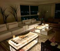 Lujo moderno cuadrado Natural blanco mármol piedra cristal cuarzo mesa de centro mármol superior café mesas de té para decoración de Hotel