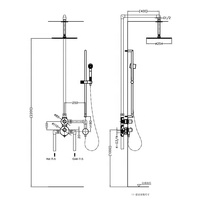 Ensemble de douche thermostatique de qualité hôtelière avec jet de pluie souple Tête suspendue au plafond Robinets thermostatiques dissimulés en cuivre brossé