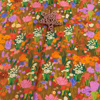 Tissu imprimé floral vintage 100% coton avec des motifs de fleurs mélangées lavande pour robe