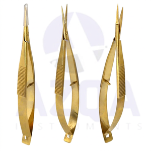 Tijeras de Microresorte de Acero Inoxidable con Recubrimiento Dorado Premium, Hoja Curva para Belleza, Cuidado Personal y Recorte de Cejas - Product Image 1