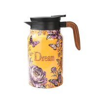 Carafe isotherme personnalisée en acier inoxydable de 1,5 L, motif floral, avec infuseur, double paroi sous vide, pour thé et café