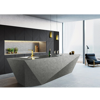 DCT CN7034 Dalle de quartz artificiel moderne veinée gris clair Serene pour table à manger, chambre à coucher, plan de toilette, antimicrobienne et résistante à la chaleur