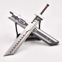 Jeu populaire fantaisie Six-forme grande épée modèle porte-clés métal Katana épée porte-clés presse pour éjecter épée jouet Cosplay cadeau