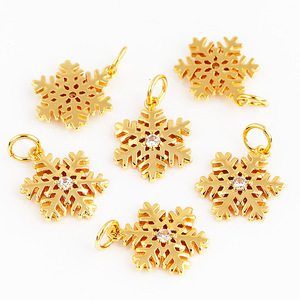 Bracelet à bricoler Collier Cuivre Plaqué Or Zircon Étincelant Accessoires Or Rose Argent Or Arbre Coeur Flocon de Neige Pendentif - Product Image 6