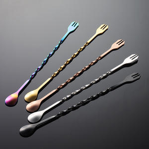 Sendok pencampur koktail Bar baja tahan karat pengaduk sendok pengocok Cocktail garpu dengan pegangan Putar - Product Image 5