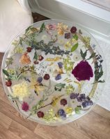 Table basse luxueuse, élégante et écologique en résine époxy et bois de noyer massif, table à fleurs au design pour hôtels