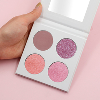 Palette de fards à paupières 4 couleurs, haute pigmentation, noir, waterproof, mat et scintillant, 36 mm, marque privée