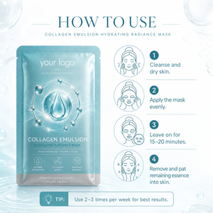 Mascarilla Facial de Colágeno Emulsionado de Marca Privada, Hidratante, Iluminadora, Suavizante, Reduce Arrugas y Calma el Enrojecimiento - Product Image 6
