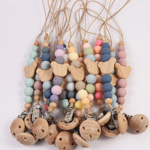 Vente en gros mignonne <span class=keywords><strong>attache</strong></span>-sucette en bois de hêtre pour bébés perles anti-chute de confort pour jouets des fabricants de commerce extérieur - Product Image 4