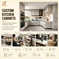 Fabrication professionnelle de systèmes d'armoires de cuisine modernes avec aménagement personnalisé pour les projets de cuisines de villas