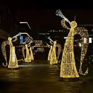 发光二极管天使3d圣诞灯图案/户外大型照明圣诞天使商业圣诞装饰