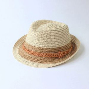 Color <b>Straw</b> Weaving Simple Outdoor Sports Kids Wide Brim <b>Visor</b> Foldable Sun Bucket Hat Promotion Gift - Product Image 4