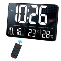Jam dinding besar LED, Jam Alarm huruf besar dengan Remote Control dan kecerahan 6 tingkat