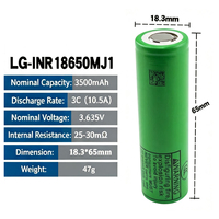 Batteries cylindriques rechargeables au lithium-ion INR18650 MJ1 3.6V 3500mAh 10A à cycle long pour lampe torche et batterie externe