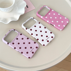 Coque de téléphone INS style coréen, couleur bonbon, à pois, pour iPhone 14 15 16 17 Pro Max, avec dos givré et chargement magnétique sans fil - Product Image 2