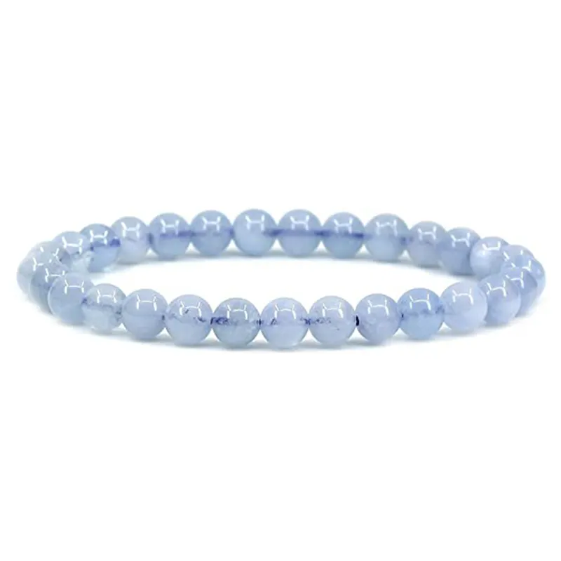 Braccialetto di perline di acquamarina di vendita calda di alta qualità Amazon Sea Blue Gemstone Natural elegante acquamarine Stone Charm Beads Bracelet
