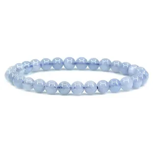 Kualitas tinggi penjualan terlaris gelang manik-manik Aquamarine gelang manik-manik batu biru laut batu permata elegan alami Aquamarine