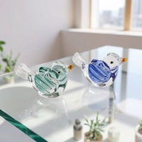 Figurine d'oiseau en verre émaillé Zibo Liuli personnalisable, faite à la main, miniature en fil de fer, statue d'animal, décoration de bureau, vente en gros