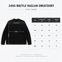 Sweat-shirt raglan gaufré 340g pour homme, col rond, coupe lourde, effet délavé vintage, usé, par une usine de sweats à capuche personnalisés avec 15 ans d'expérience