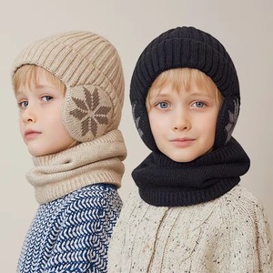 2 uds., gorro de invierno tejido para niños, bufanda con forro polar, protección para las orejas, gorros para niños, calentador de cuello, gorro cálido para niños de 4 a 10 años - Product Image 1