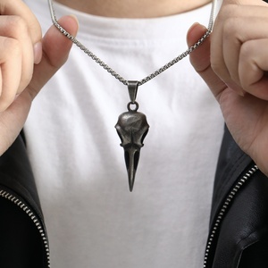 Collar con Colgante de Calavera de Cuervo en Acero Inoxidable, Joyería Gótica, Estilo Hip Hop, Cadena de Moda Única, Accesorio de Diseño Personalizado para Hombre - Product Image 4