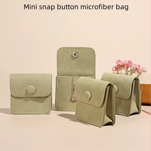 Pochette à bijoux en microfibre velours avec logo personnalisé et bouton – Emballage cadeau de luxe pour colliers, boucles d'oreilles, bagues, petites entreprises - Product Image 3