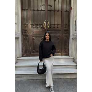 Women's <b>Black</b> Organic <b>Sweatshirt</b> with Embroidered Logo Hooded Streetwear Design with Zipper and Letter Pattern for Winter - Product Image 1