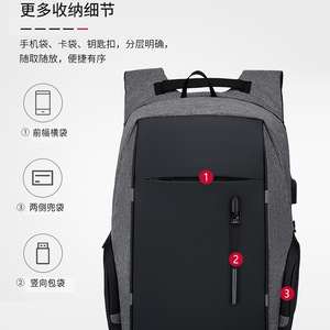 Laptop <b>Backpack</b> <b>Large</b> Capacity 46cm x 32cm x 16cm Lightweight Men's Travel School Bag With Laptop Compartment - Product Image 3