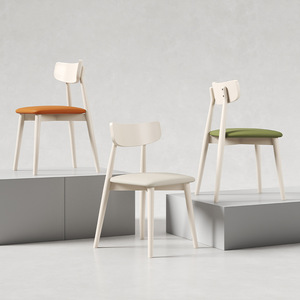 Construction en bois massif chaises <span class=keywords><strong>dinette</strong></span> confortables siège rembourré en mousse dossier courbé chaises de salle à manger modernes Accent chaises - Product Image 5
