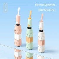 Parapluie pare-soleil à manche tulipe en colle colorée à 3 plis pour femmes, pliable simple, double usage
