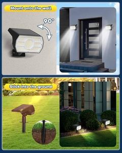 Luces Solares para Exteriores con Sensor de Luz, 56 LED, Resistentes al Agua IP68, 3 Modos de Iluminación para Jardín, Patio y Camino, WADE-JS020 - Product Image 3
