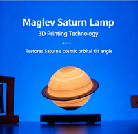 Lampe Saturne Flottante Créative, Décoration d'Intérieur, Ornement de Bureau, Cadeau, Lampe Saturne à Lévitation Magnétique, Rotation Automatique, Base en Bois