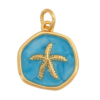 Cadeau d'été Tortue Étoile de mer Coquillage Conque Hippocampe Fournitures de poisson DIY Bijoux Zircon Accessoires Plaqué or Pendentif Charme Océan