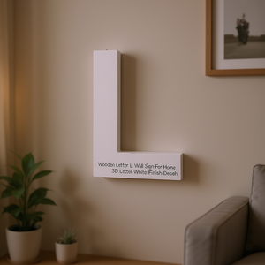 Lettre murale en bois L pour décoration intérieure, finition blanche 3D - Product Image 3