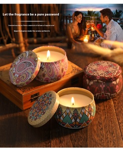 Latas de tarro de hojalata para aromaterapia, velas de fragancia de piedra de cristal, cera de soja de lujo, vela perfumada para vacaciones - Product Image 6