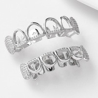 Grillz CZ Hollow Fang, Bijoux dentaires Hip Hop, Cadeau d'Halloween, Style Punk Urbain pour Hommes et Femmes, Vente en Gros