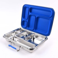Boîte à lunch bento isotherme en acier inoxydable 304, sans BPA, 5 compartiments, personnalisable en silicone coloré, pour enfants, de l'usine Shangjie
