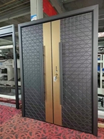 Porte en aluminium moulé simple et élégante, porte double de villa, portail de sécurité anti-effraction de style néo-chinois pour maison individuelle.