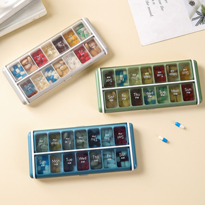 Tổ chức thuốc mới 2 lần một ngày hộp thuốc hàng tuần mỗi giờ sáng trường hợp ngày đêm container 7 trường hợp vitamin hai lần - Product Image 1