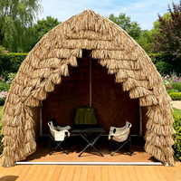 Pavillon Moderne en Forme de Voile avec Toit en PE Imitation Chaume, Structure en Acier, Résistant au Vent, Protection UV, Construction de Jardin de Luxe Personnalisée
