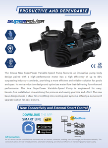 Pompe à vitesse variable Super Power 125 pour piscines résidentielles et spas - Product Image 1