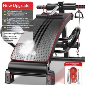 Banc de musculation moderne pliable avec cadre en acier et revêtement en cuir, équipement de fitness pour sit-ups, utilisation à domicile, planche d'exercices abdominaux pour hommes - Product Image 6